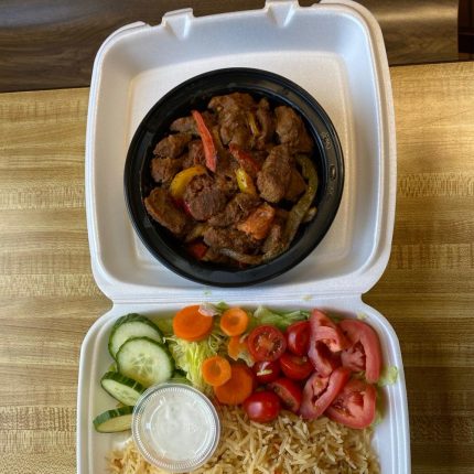 Fresh lamb with Rice & Salad